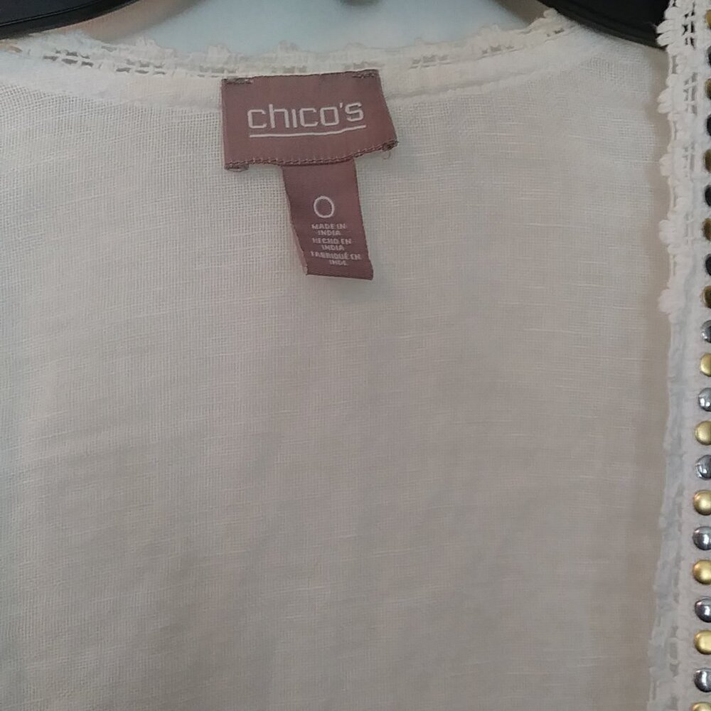 Chico's White Short Sleeve Cropped Naya Shrug  Size 0 - Picture 6 of 9